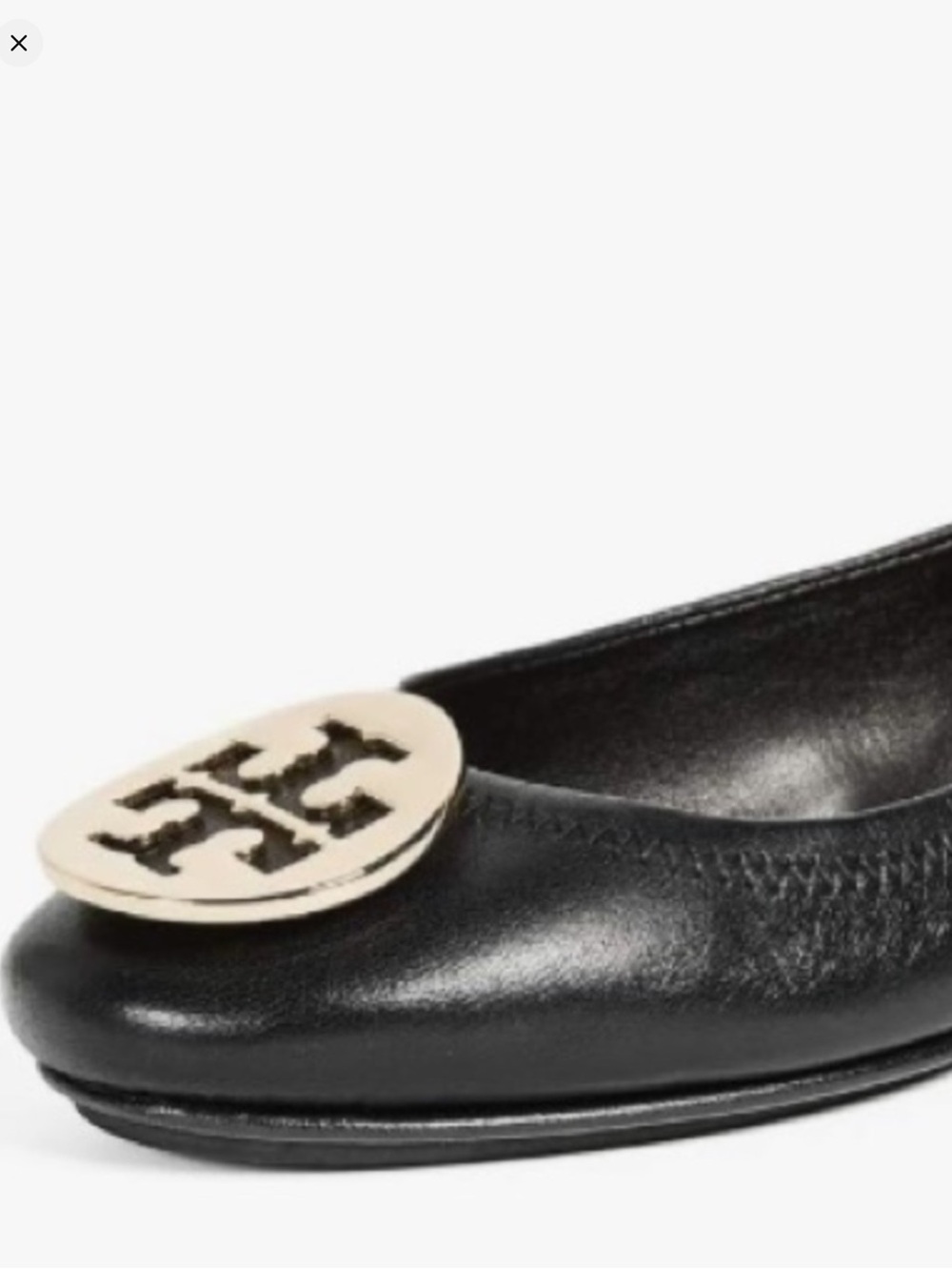 Tory Burch Minnie Leather Travel Ballet Flats Gold Logo Medallion Black Size 8 - Picture 4 of 9